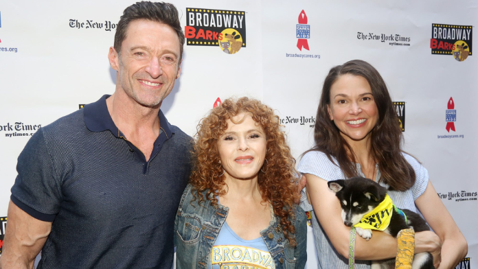 Broadway's Hugh Jackman, Julianne Hough, Bernadette Peters Hug Dogs
