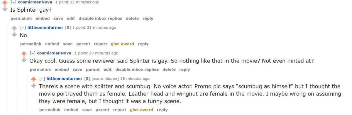 is splinter gay in the new tmnt movie